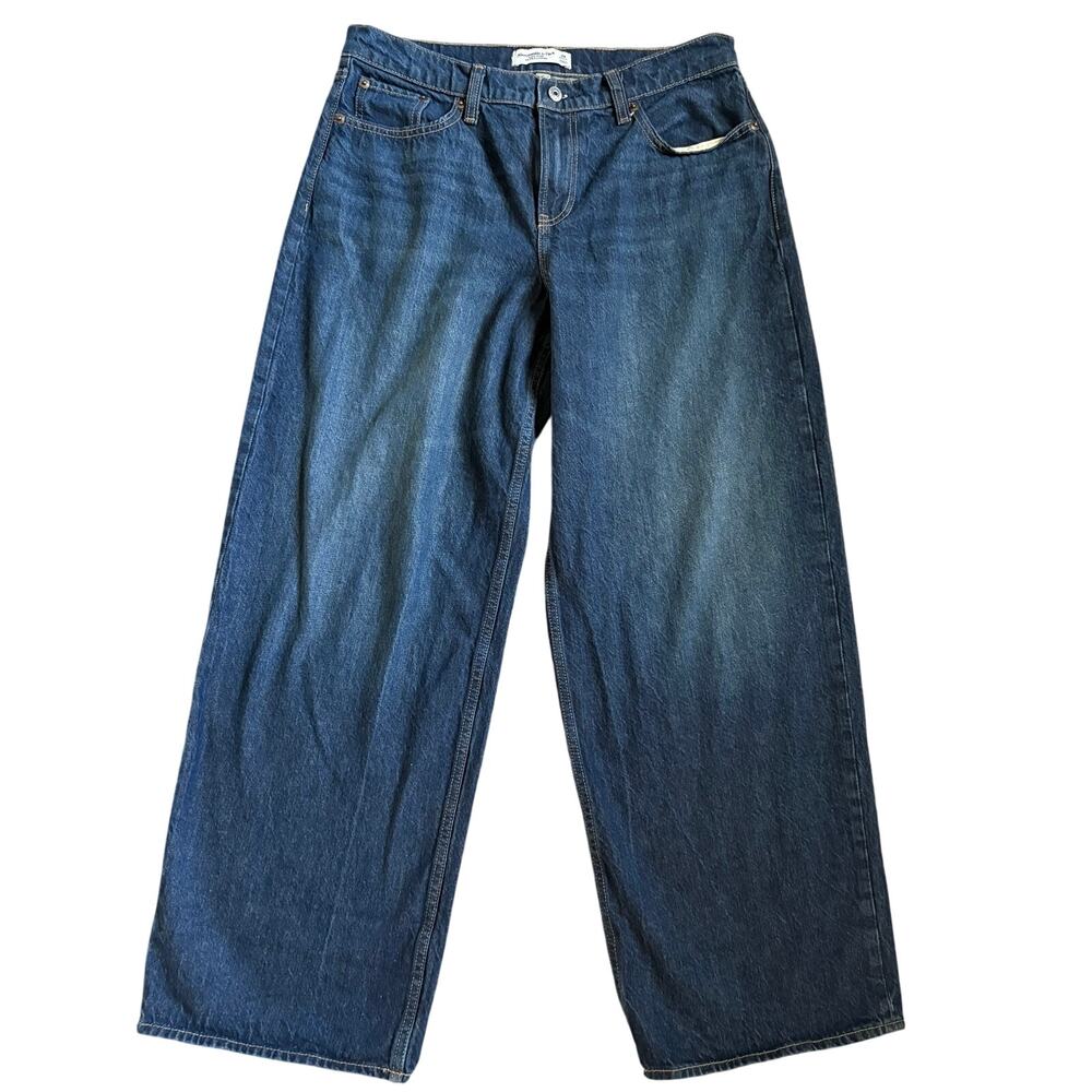 Abercrombie Curve Love Low Rise Ultra Loose Jeans 29 Dark Wash Baggy Wide Leg